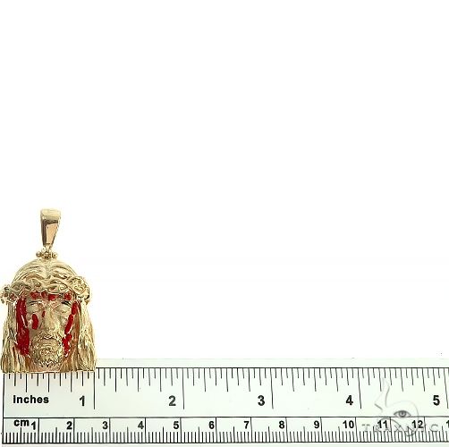 14K Gold Blood Dripping Jesus Face Pendant, photo 5 of 6