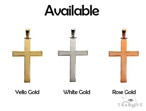 14K solid gold cross pendant in yellow, white, and rose gold, sleek mens jewelry design