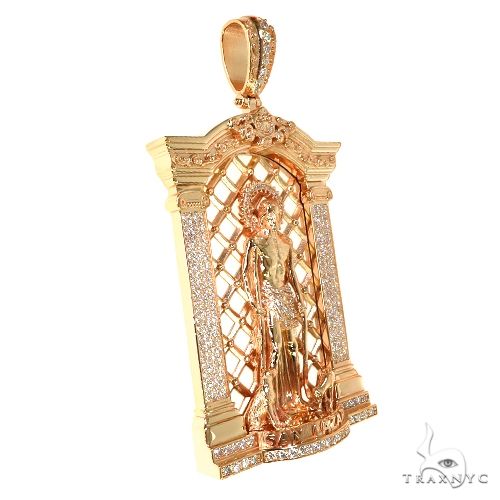 14K Gold St. Lazarus Diamond Frame Pendant, photo 2 of 7