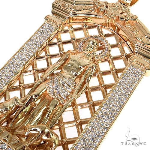 14K Gold St. Lazarus Diamond Frame Pendant, photo 4 of 7