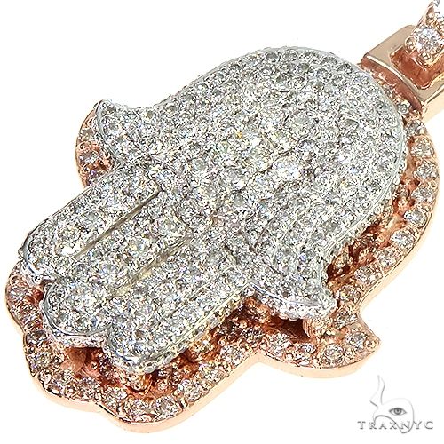14K Gold Two Tone Hamsa Diamond Pendant, photo 3 of 6