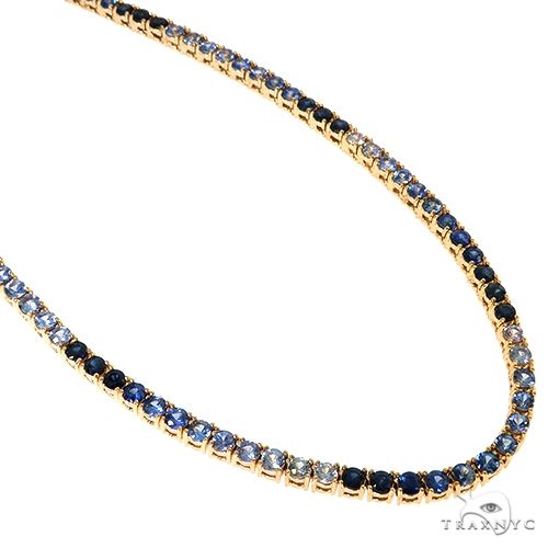 14K Gold Water Sapphire Tennis Chain, view 2