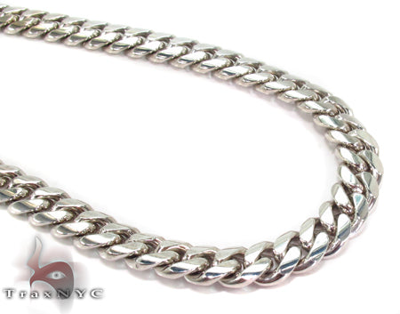 14K White Gold Solid Heavy Miami Cuban Link Chain 8mm 32 Inches