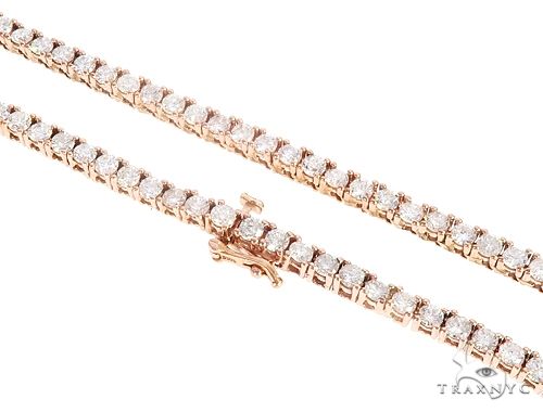 14K rose gold tennis chain necklace with sparkling diamonds, sleek and elegant design