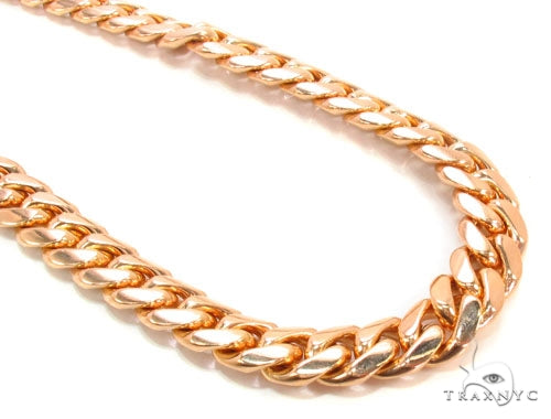 14K rose gold solid Miami Cuban chain, 9mm wide, 30 inches