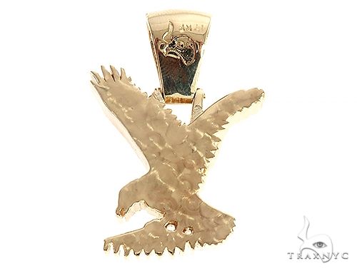 14K Gold Micro Pave Diamond Eagle Charm Pendant, photo 3 of 7