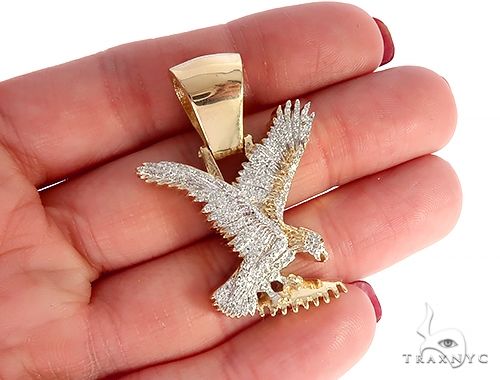 14K Gold Micro Pave Diamond Eagle Charm Pendant, photo 5 of 7