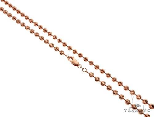 14K rose gold moon cut chain 5mm – close-up of faceted links showing texture and warm rose gold tone