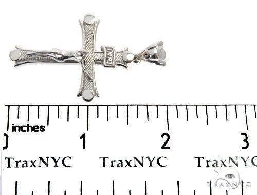 14K Solid White Gold Cross Crucifix 64657 - Image 8