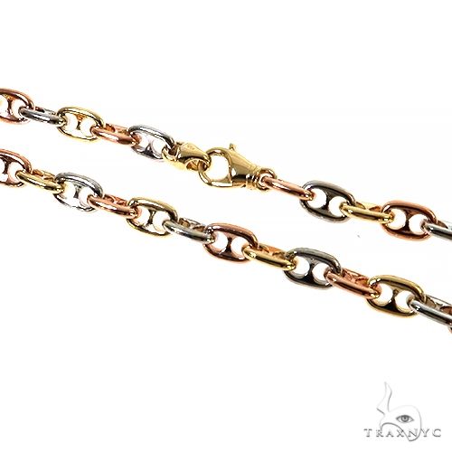 14k three-color gold solid anchor link chain 24 inches 7.2mm men's jewelry