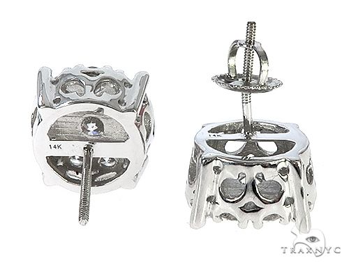 14K White Gold Diamond Cluster Stud Earrings, photo 3 of 4