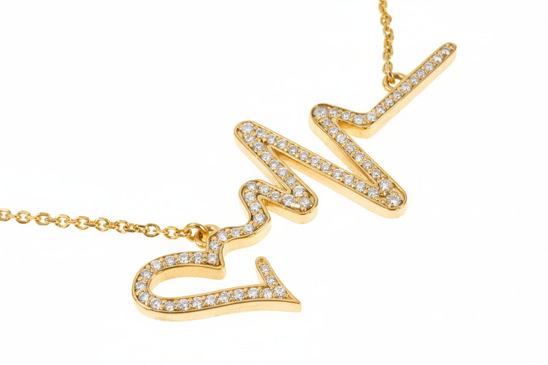 14K White Gold Diamond Heartbeat Necklace 65519 - Image 2