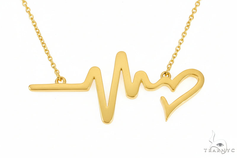 14K White Gold Diamond Heartbeat Necklace 65519 - Image 3