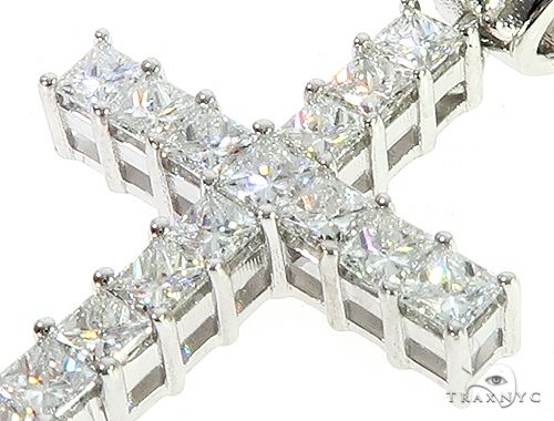 14K White Gold Princess Cut Diamond Manhattan Cross, photo 4 of 7