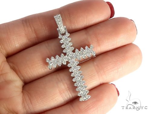14K White Gold Prong Diamond Cross, photo 5 of 7