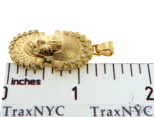 14K YG Bezel Diamond African Mask Pendant 58425 - Image 7