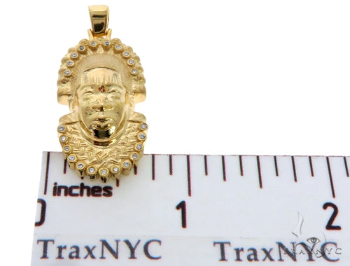 14K YG Bezel Diamond African Mask Pendant 58425 - Image 8
