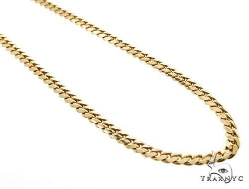 14K yellow gold solid Miami Cuban link chain with polished interlocking links