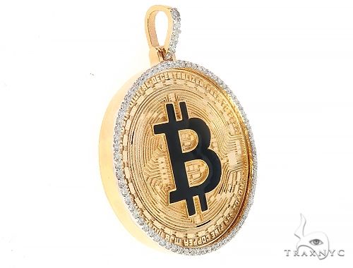 14K Yellow Gold 1.5 Inch Bitcoin Pendant, photo 2 of 7