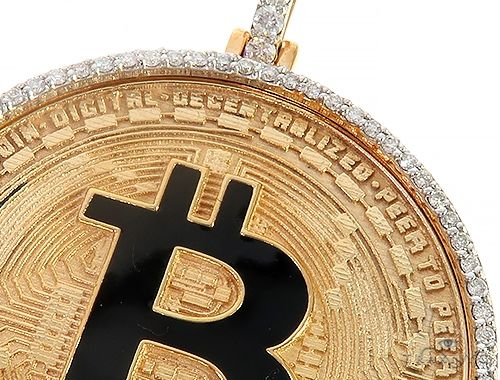 14K Yellow Gold 1.5 Inch Bitcoin Pendant, photo 4 of 7
