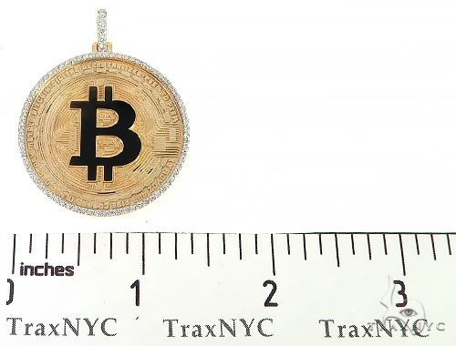 14K Yellow Gold 1.5 Inch Bitcoin Pendant, photo 6 of 7
