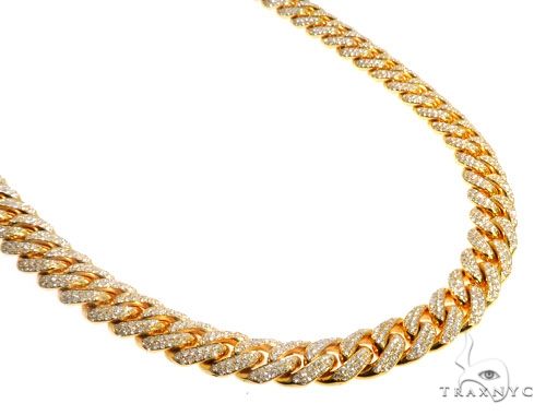 14K Yellow Gold 26 Inches Diamond Chain with Custom Diamond Lock 63947 - Image 2