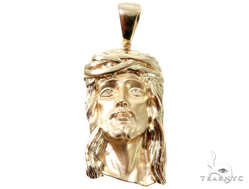Buy 14K Yellow Gold Bezel Diamond Jesus Piece 64010 – TraxNYC