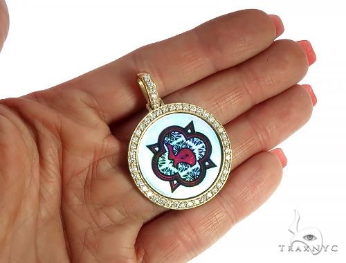 14K Yellow Gold Custom Diamond Holographic Prism Photo Pendant, photo 5 of 10
