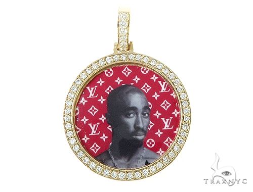 14K Yellow Gold Custom Diamond Holographic Prism Photo Pendant, photo 9 of 10