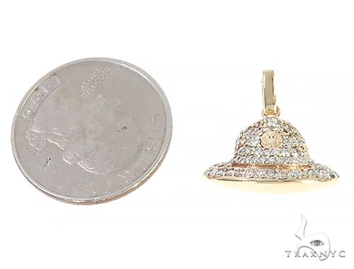 14K Yellow Gold Custom Made Hat Pendant 65286 - Image 4