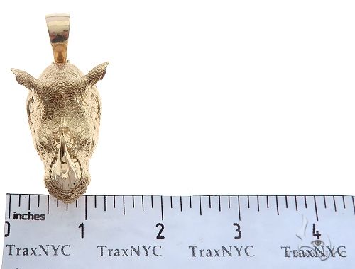 14K Yellow Gold Custom Made Rhino Pendant 65588 - Image 6