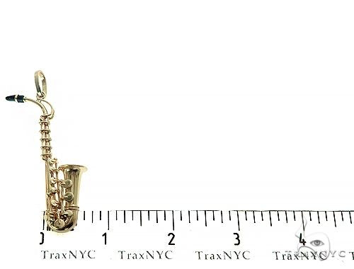 14K Yellow Gold Custom Made Saxophone Pendant 66052 - Image 6