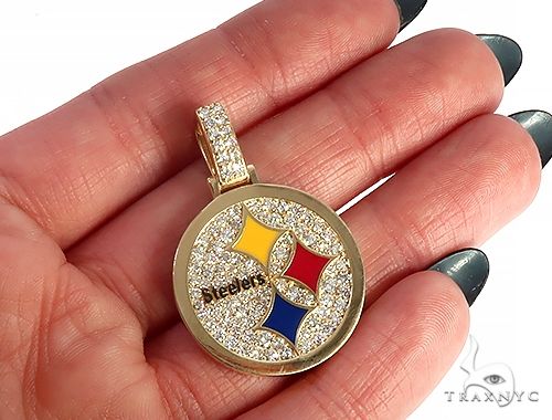 14K Yellow Gold Small Custom Steelers Pendant, photo 5 of 7
