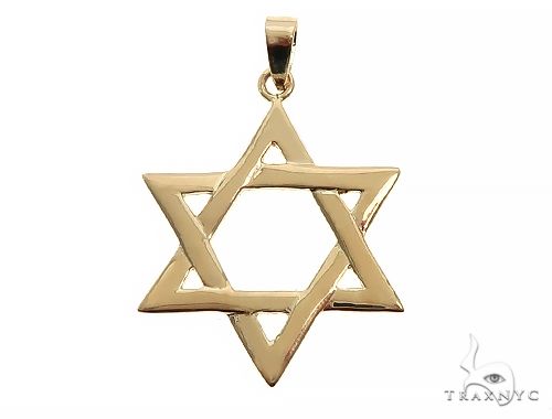 14K yellow gold David Star pendant with polished finish and smooth edges