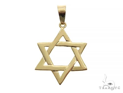 14K yellow gold David Star pendant with smooth polished finish, men’s and women’s jewelry