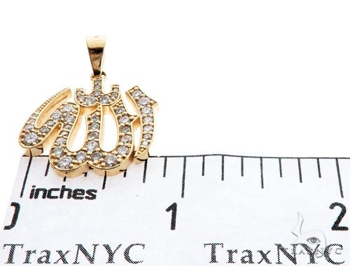 14K Yellow Gold Diamond Allah Islam Religious Charm Pendant, photo 7 of 7