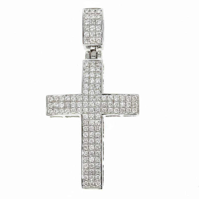 14K Gold Diamond Cross Pendant, view 2