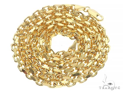 14K Yellow Gold Diamond Cut Solid Cable Link Chain 3.5mm, photo 3 of 6