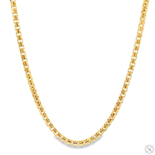 14K Yellow Gold Diamond Cut Solid Round Box Chain 3mm 70642