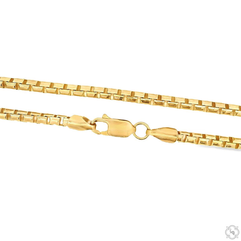 14K Yellow Gold Diamond Cut Solid Round Box Link Chain 22 Inches 3mm 70642 - Image 2