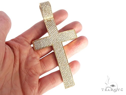 14K Yellow Gold Diamond Large Cross, photo 5 of 7