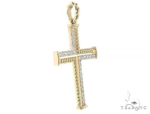 14K Gold Diamond Rope Cross 65304 - Image 2