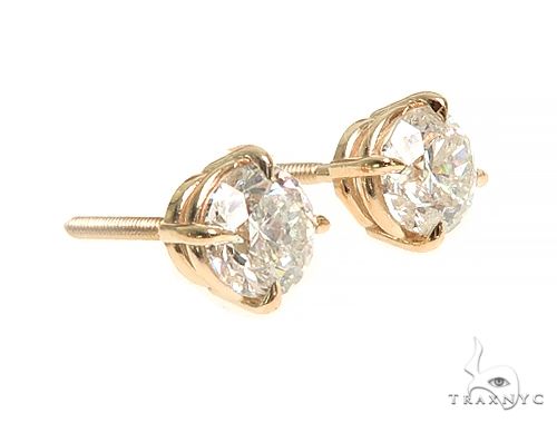 14K Yellow Gold Diamond Stud Earrings 66056 - Image 3