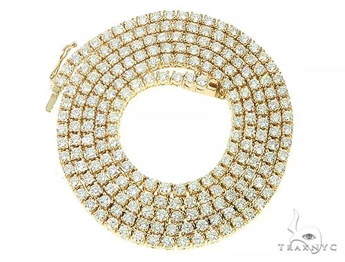 14K Yellow Gold Diamond Tennis Chain 18 Inches 2.5mm 7.23ct 66403 - Image 3