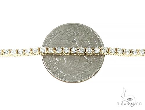 14K Yellow Gold Diamond Tennis Chain 18 Inches 2.5mm 7.23ct 66403 - Image 5