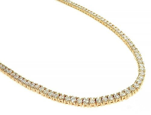 18-inch 14K yellow gold diamond tennis chain, 2.9 mm width, unisex necklace