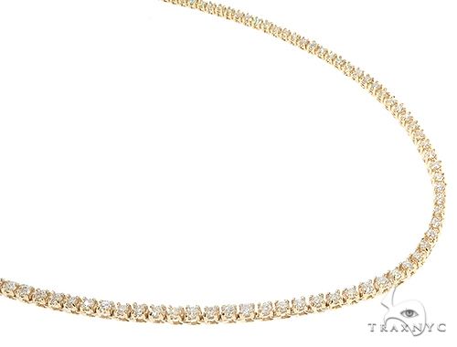 14k yellow gold diamond tennis chain, 2mm wide 22 inches, prong-set round diamonds in continuous line setting