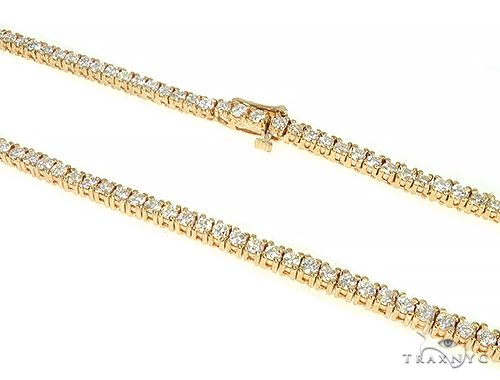 14K Yellow Gold Diamond Tennis Chain 22 Inches 3mm 66029 - Image 2