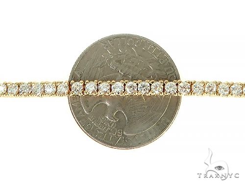 14K Yellow Gold Diamond Tennis Chain 22 Inches 3mm 66029 - Image 5