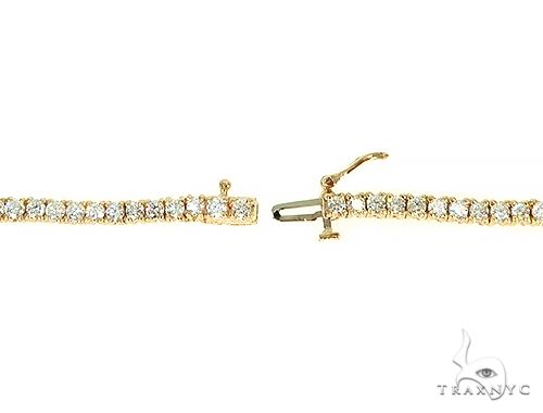 14K Yellow Gold Diamond Tennis Chain 22 Inches 3mm 66029 - Image 6